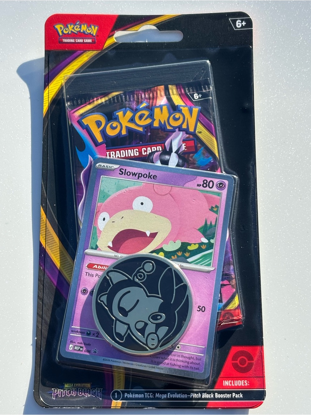 Mega Evolution Pitch Black Booster Pack with Slowpoke Promo and Tepig Coin